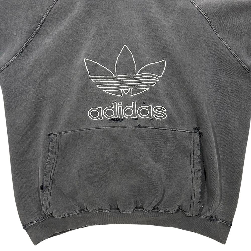Vintage 90s Adidas Thrashed Hoodie Men's Medium Distr… - Gem